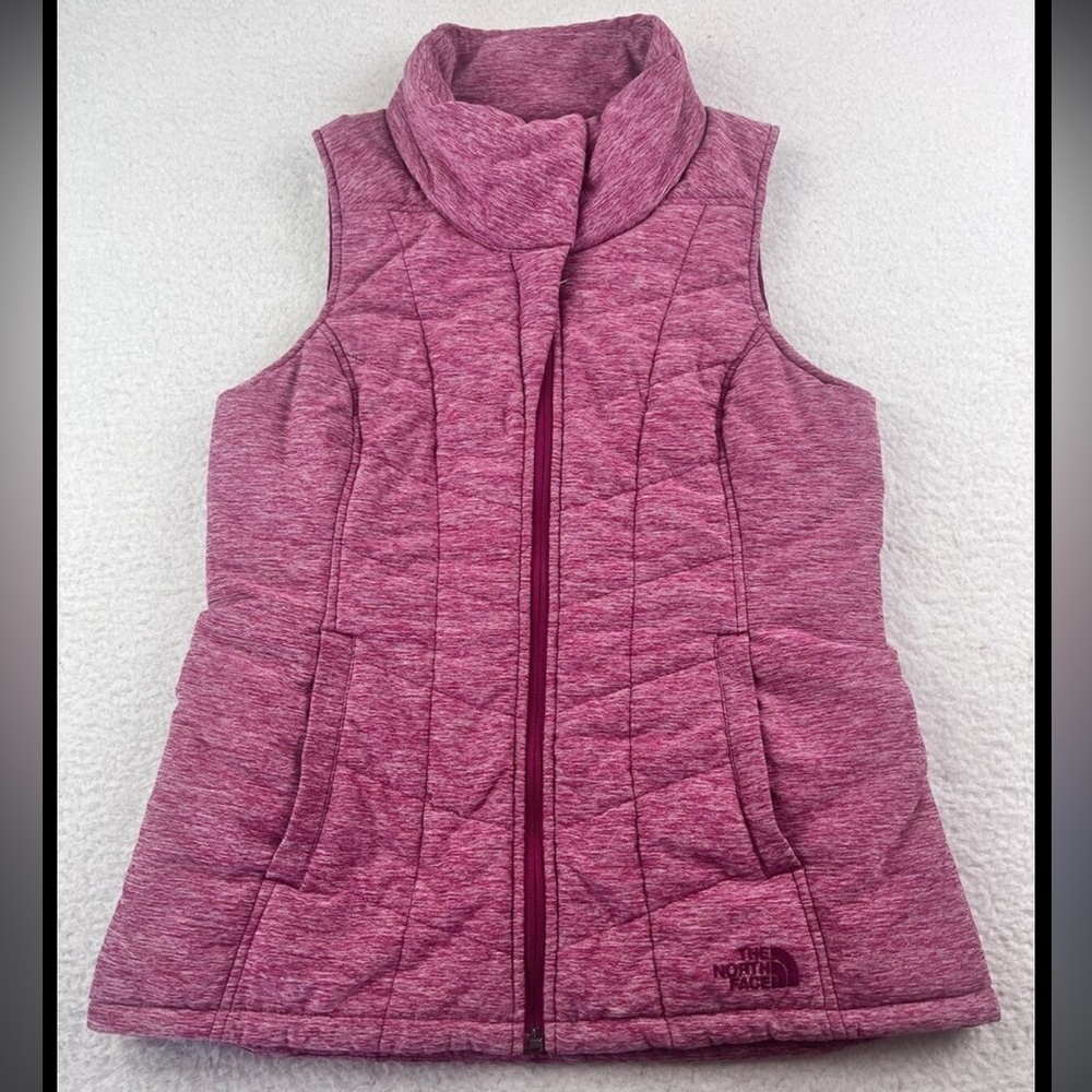 North Face Vest Womens Medium Pink Puffer Nuptuse Goose Down Fill Insulated - Picture 3 of 14